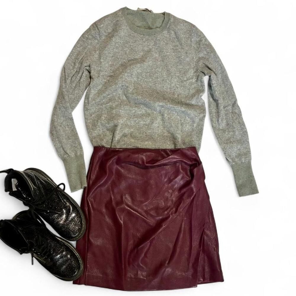 Wilfred Chic Faux wrap burgundy mini skirt